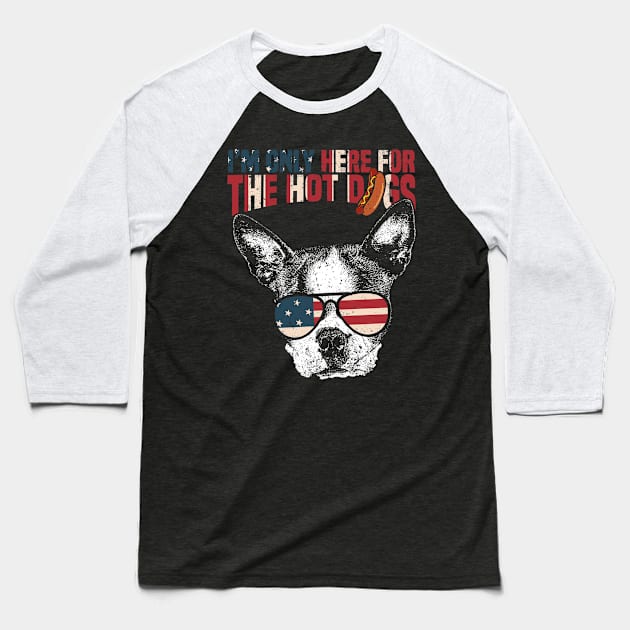 Boston Terrier Shirt Funny 4th of July Baseball T-Shirt by Madfido